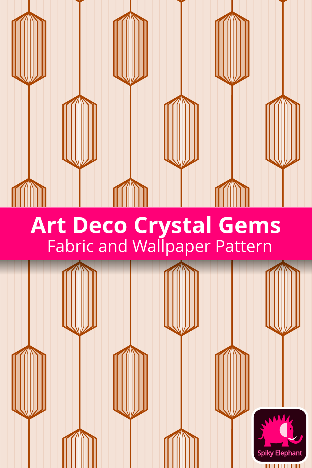 Art Deco Crystal Gems - Brown wallpaper and fabric - Brown