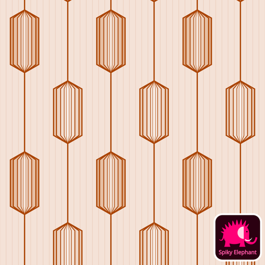 Art Deco Crystal Gems wallpaper and fabric - Brown