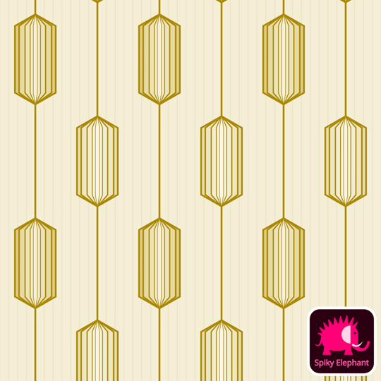 Art Deco Crystal Gems wallpaper and fabric - Gold