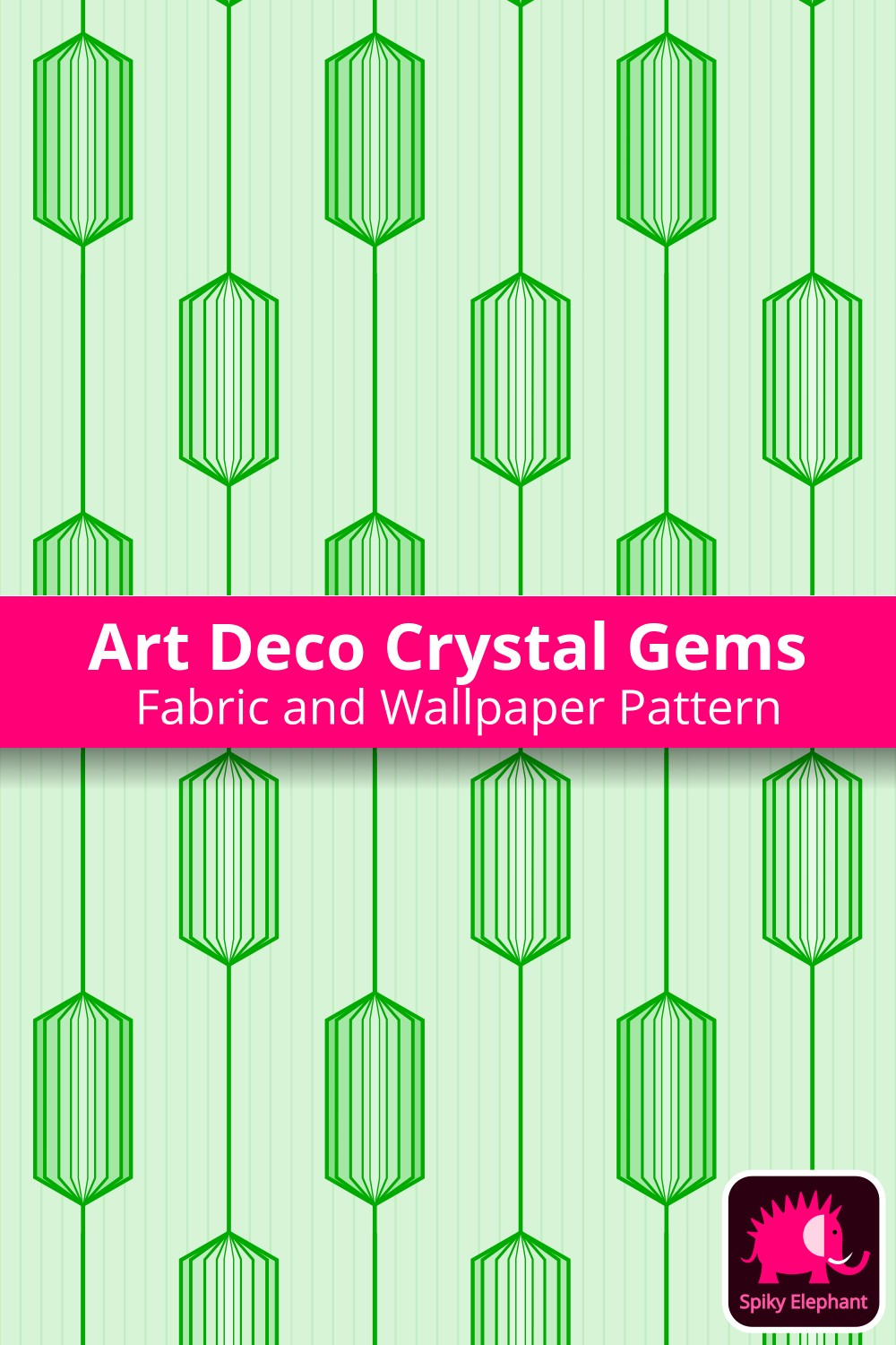 Art Deco Crystal Gems - Green wallpaper and fabric - Green