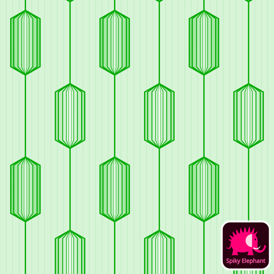 Art Deco Crystal Gems wallpaper and fabric - Green