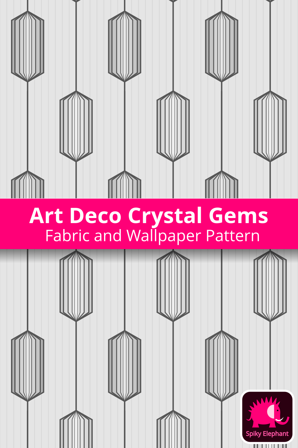 Art Deco Crystal Gems - Grey wallpaper and fabric - Grey