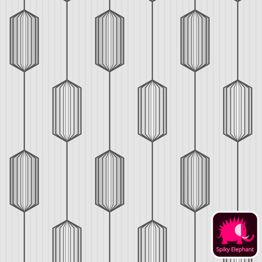 Art Deco Crystal Gems wallpaper and fabric - Grey