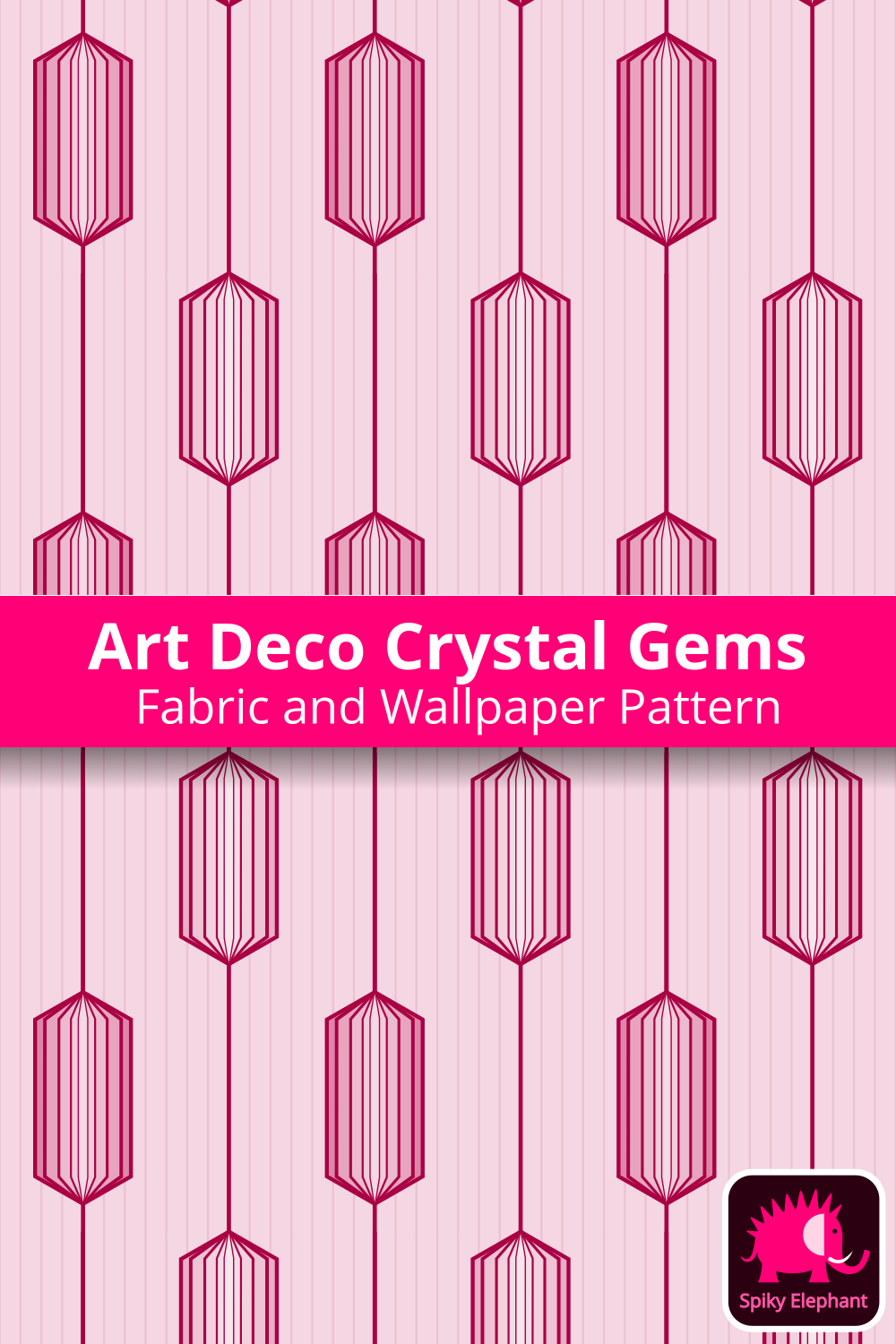 Art Deco Crystal Gems - Pink wallpaper and fabric - Pink