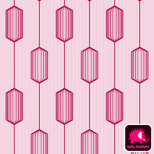 Art Deco Crystal Gems wallpaper and fabric - Pink