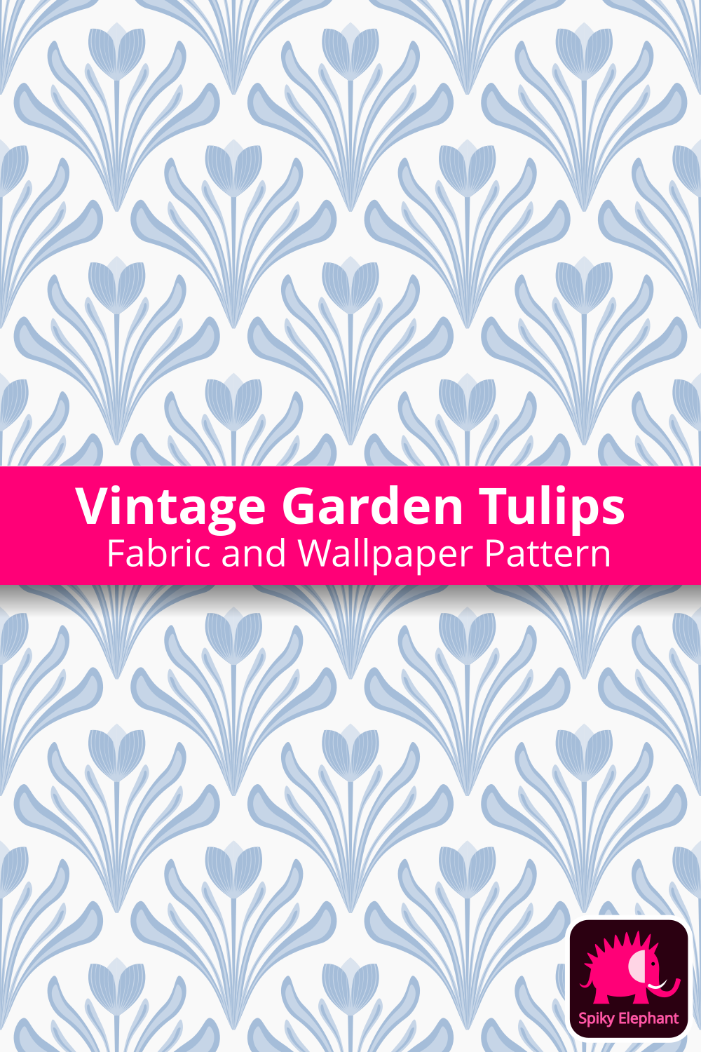 Art Nouveau Tulips Floral Damask wallpaper and fabric - Coastal Kitchen Blue Ivory Cream