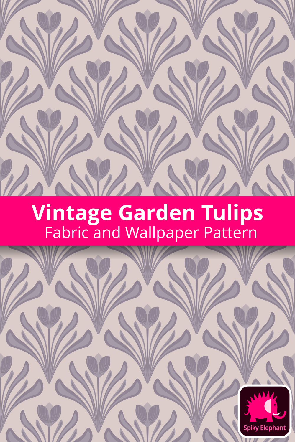 Art Nouveau Tulips Floral Damask - Faded Purple Lilac Lavender Blush wallpaper and fabric - Faded Purple Lilac Lavender Blush