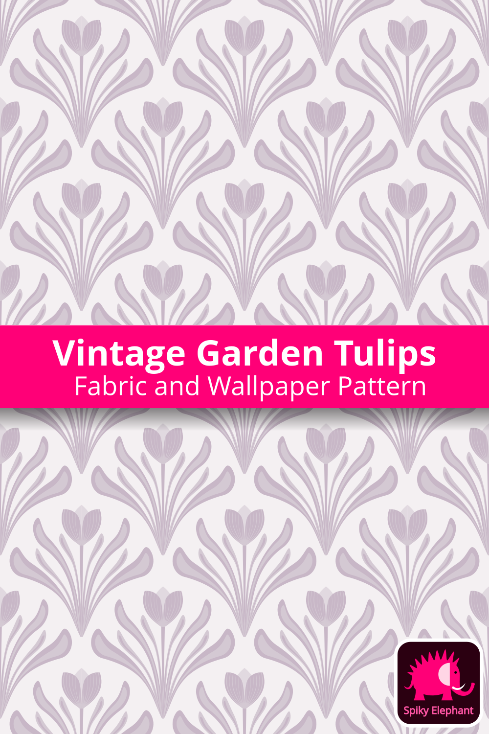 Art Nouveau Tulips Floral Damask - Light Mauve Pale Grape Purple wallpaper and fabric - Light Mauve Pale Grape Purple