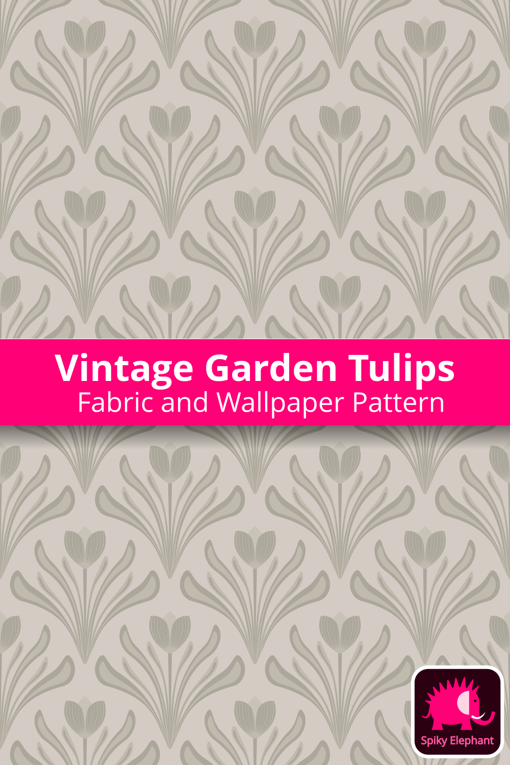 Art Nouveau Tulips Floral Damask - Neutral Brown Beige Earthy Tones wallpaper and fabric - Neutral Brown Beige Earthy Tones