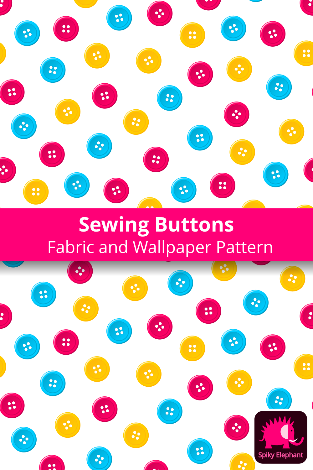 Cherry and Flower Sewing Buttons - Cyan, Magenta, Yellow Sewing Buttons wallpaper and fabric - Cyan, Magenta, Yellow Sewing Buttons