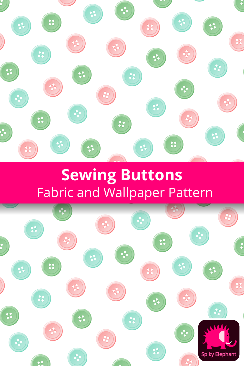 Cherry and Flower Sewing Buttons - Mint Green, Turquoise, Pink Peach Sewing Buttons wallpaper and fabric - Mint Green, Turquoise, Pink Peach Sewing Buttons