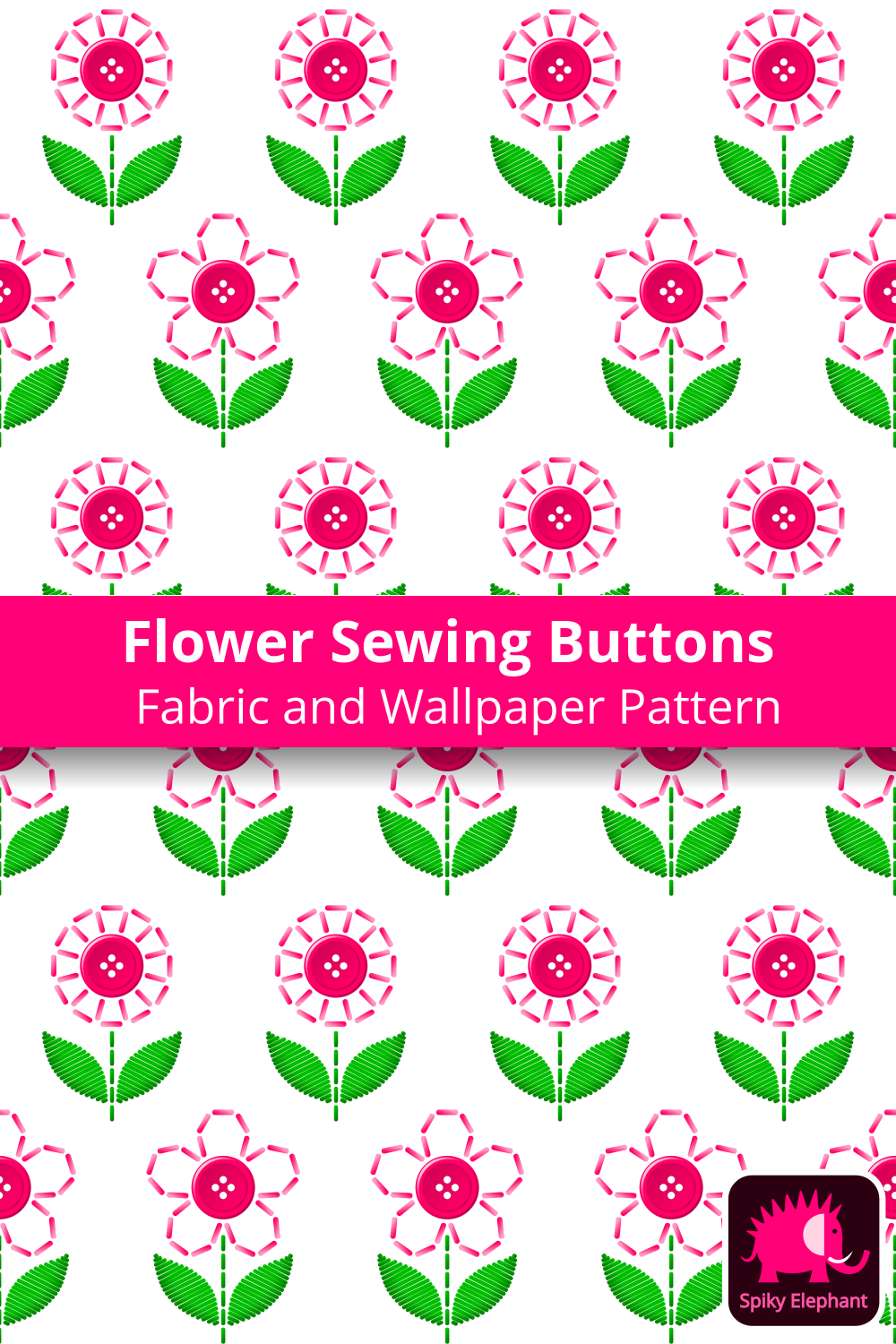 Cherry and Flower Sewing Buttons - Pink Flower Sewing Buttons wallpaper and fabric - Pink Flower Sewing Buttons
