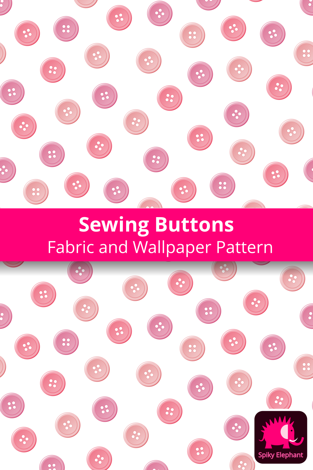 Cherry and Flower Sewing Buttons - Pink Shades Sewing Buttons wallpaper and fabric - Pink Shades Sewing Buttons