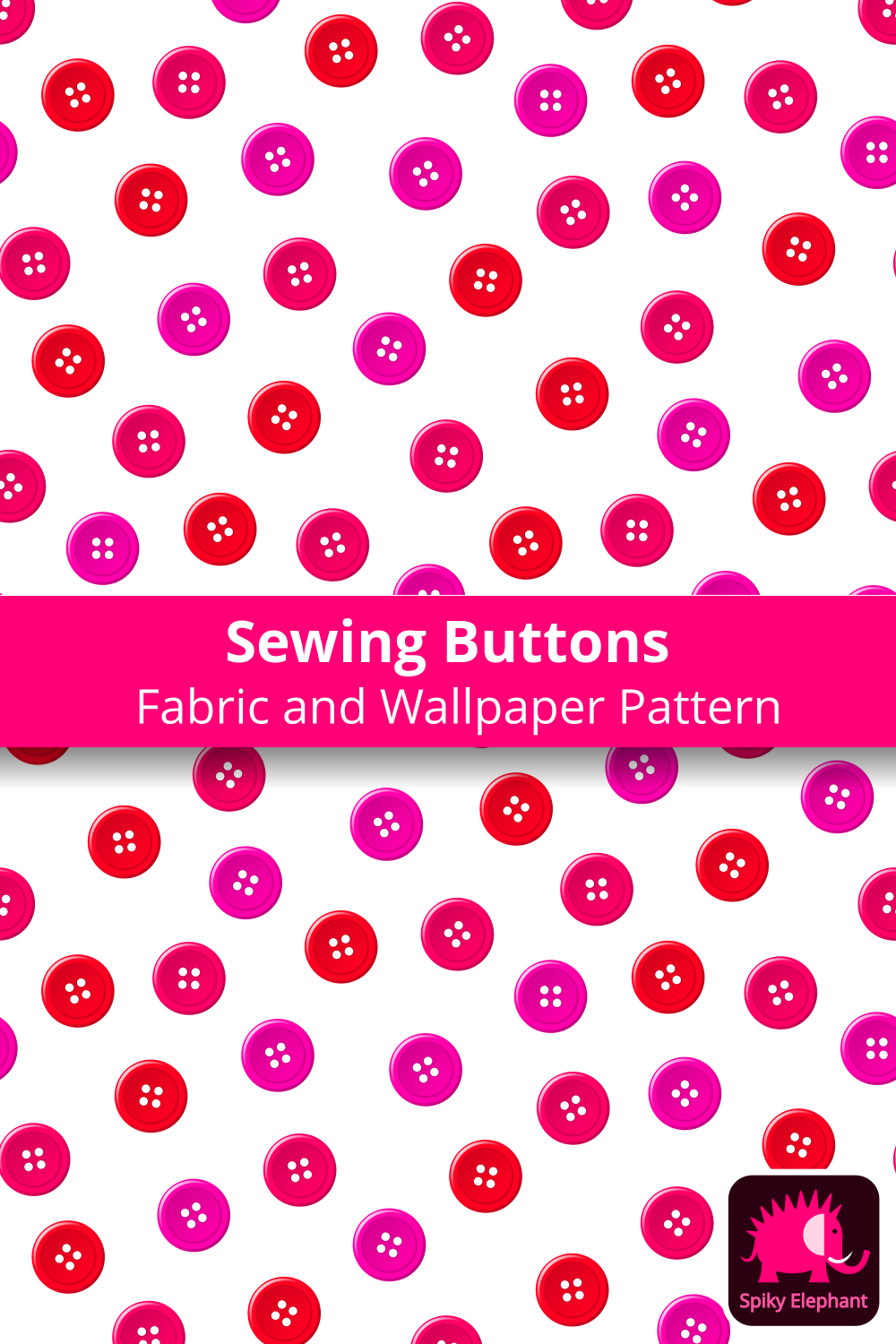 Cherry and Flower Sewing Buttons - Red, Magenta, Pink Sewing Buttons wallpaper and fabric - Red, Magenta, Pink Sewing Buttons