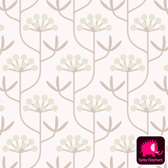 Coastal Rock Flowers wallpaper and fabric - Cream Off-White, Beige, Tan