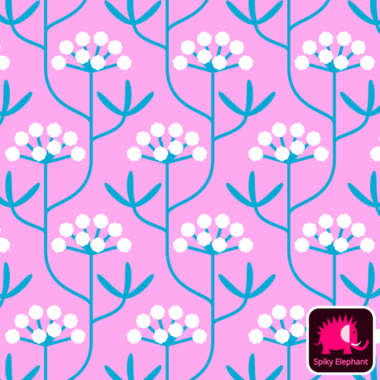 Coastal Rock Flowers wallpaper and fabric - Light Pink, White, Teal