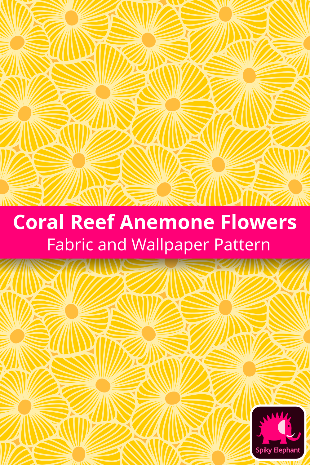 Coral Reef Anemone Flowers - Golden Yellow wallpaper and fabric - Golden Yellow