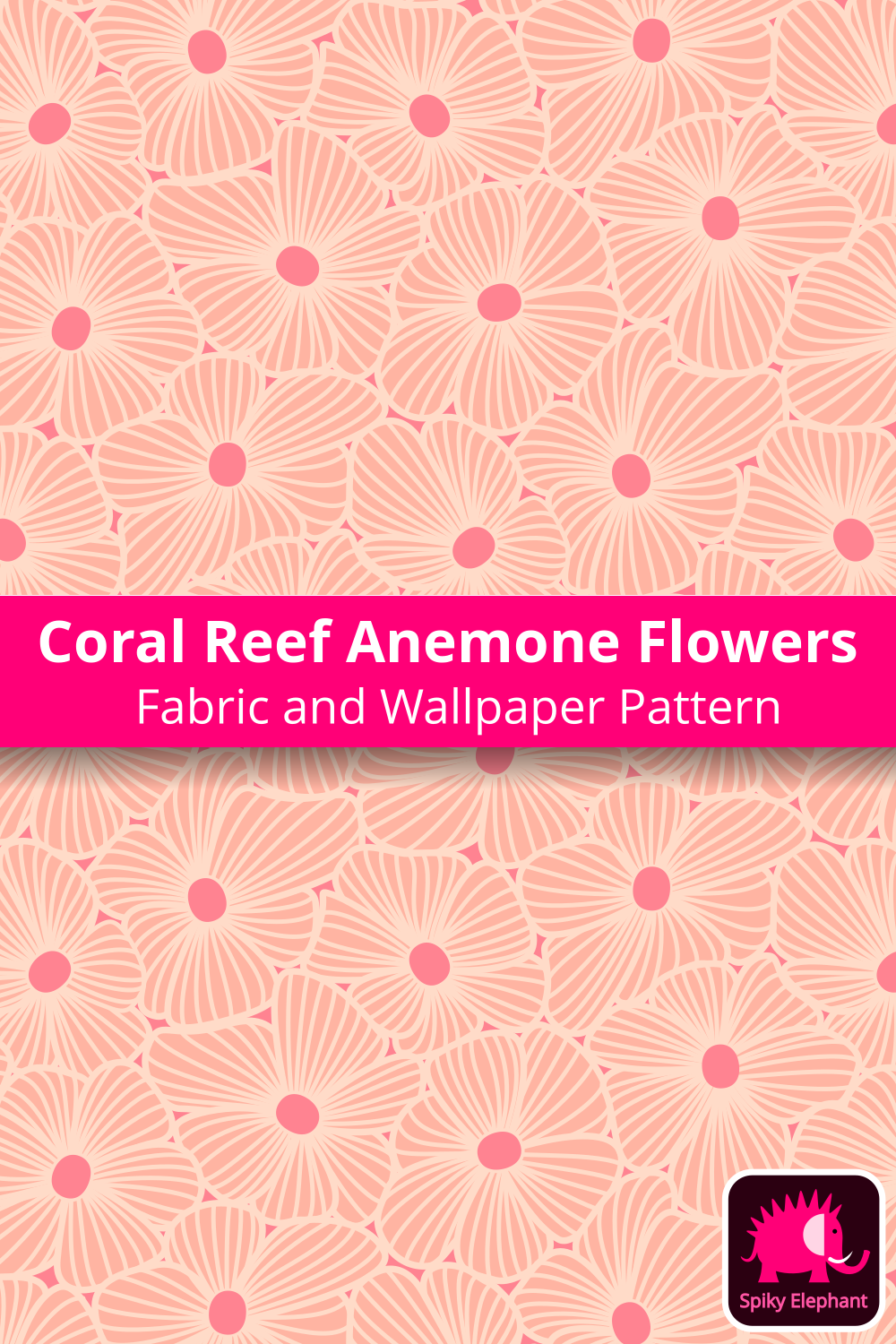 Coral Reef Anemone Flowers - Melon Orange Apricot Cream wallpaper and fabric - Melon Orange Apricot Cream