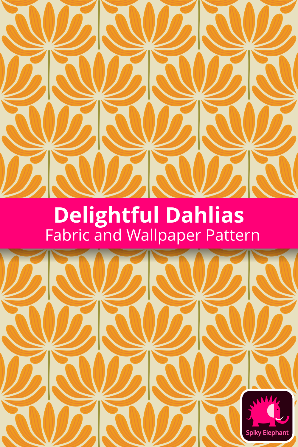 Delightful Dahlias - Orange and Yellow Dahlia Flowers on Orange Yellow Cream wallpaper and fabric - Orange and Yellow Dahlia Flowers on Orange Yellow Cream