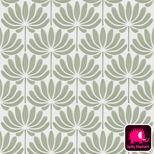 Delightful Dahlias wallpaper and fabric - Sage Green and Olive Dahlia Flowers on Soft Green Cream