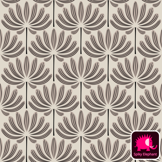 Delightful Dahlias wallpaper and fabric - Tan and Black Dahlia Flowers on Beige Cream