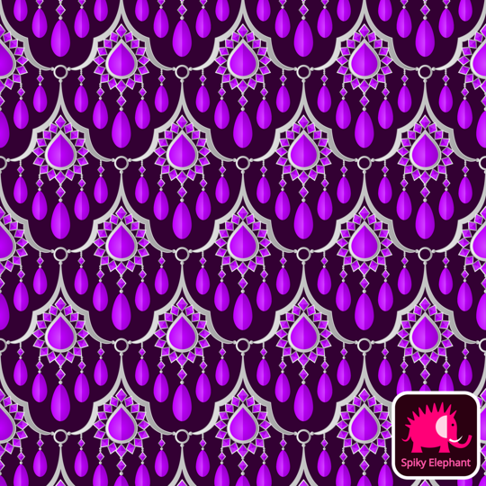 Gemstone Curtain wallpaper and fabric - Amazing Amethyst Purple and Silver on Dark Violet