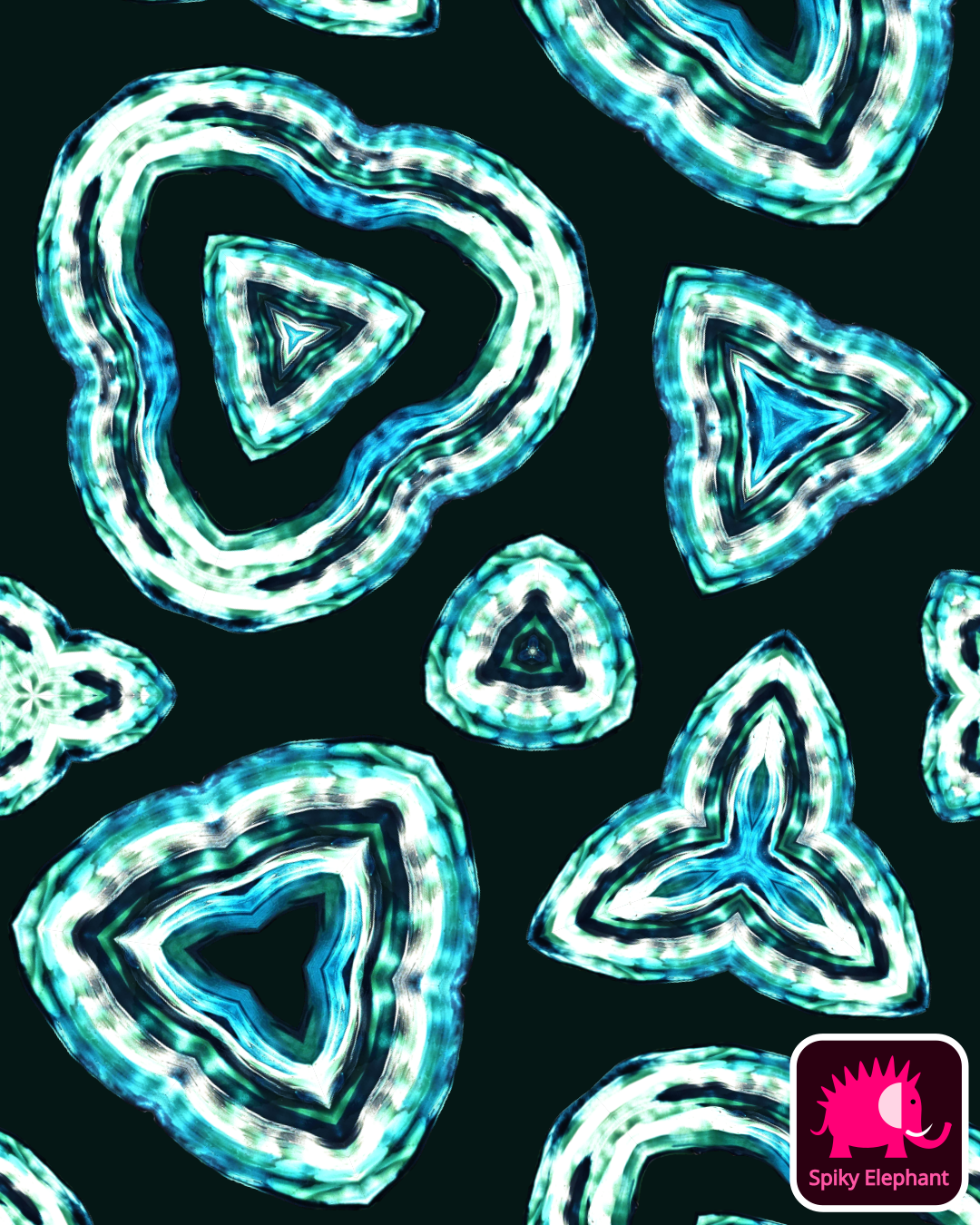 Giant Gems wallpaper and fabric - Giant Blue Green Gem Crystals in Emerald Green, Sapphire and Turquoise Blue