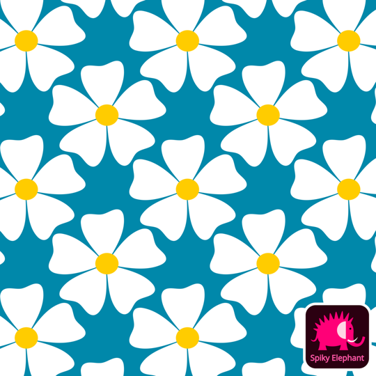 Huge Jumbo Flowers wallpaper and fabric - Huge White Flowers on Blue
