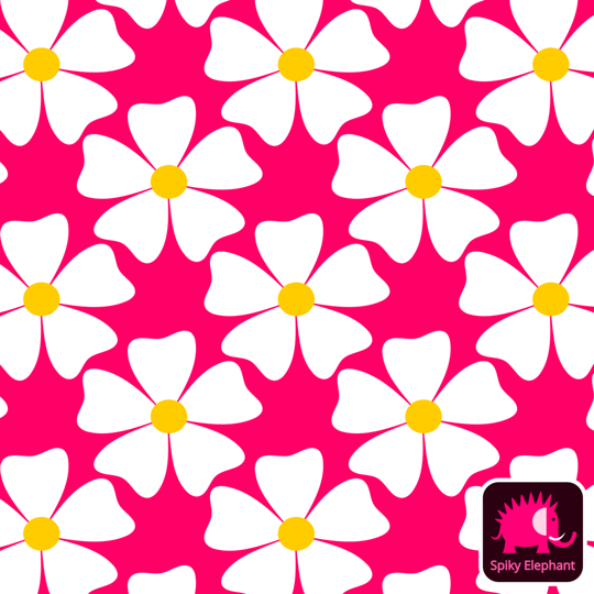 Huge Jumbo Flowers wallpaper and fabric - Huge White Flowers on Fuchsia