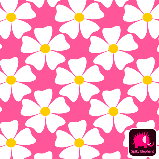 Huge Jumbo Flowers wallpaper and fabric - Huge White Flowers on Pink