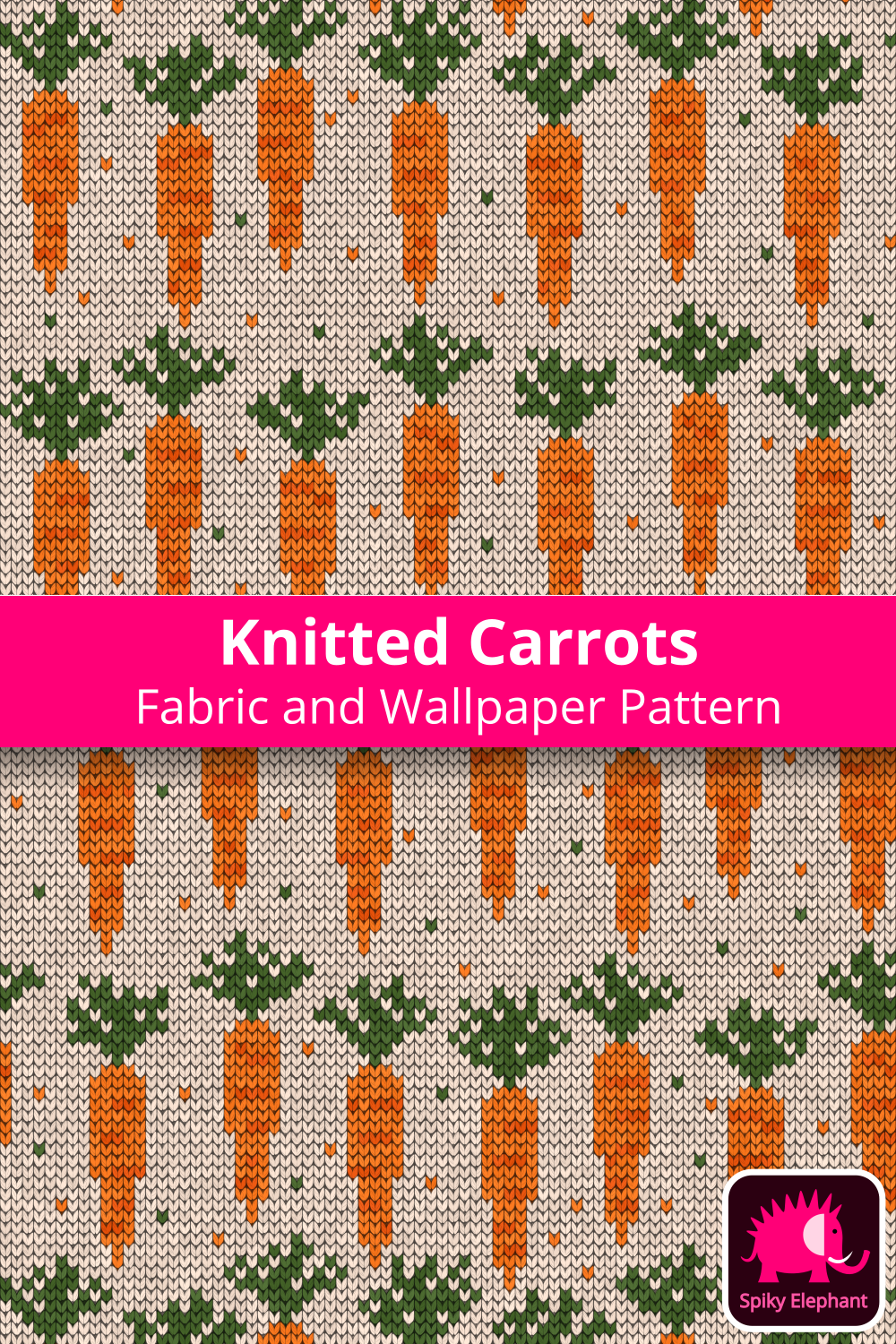 Knitted Carrots - Orange carrots on beige cream wallpaper and fabric - Orange carrots on beige cream