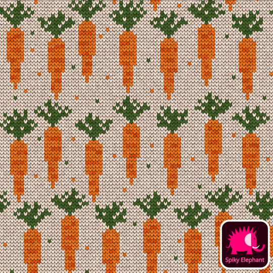 Knitted Carrots wallpaper and fabric - Orange carrots on beige cream