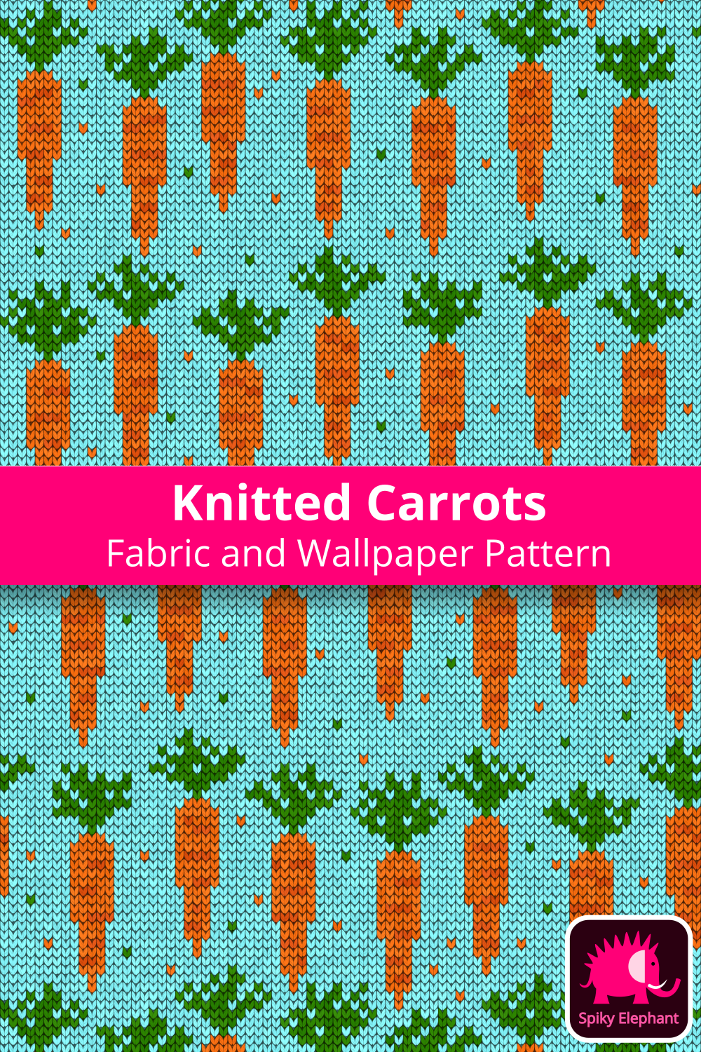Knitted Carrots - Orange carrots on sky blue wallpaper and fabric - Orange carrots on sky blue