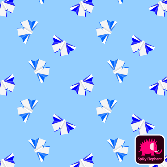 Origami Butterflies wallpaper and fabric - Blue and Indigo Butterflies, Blue Background