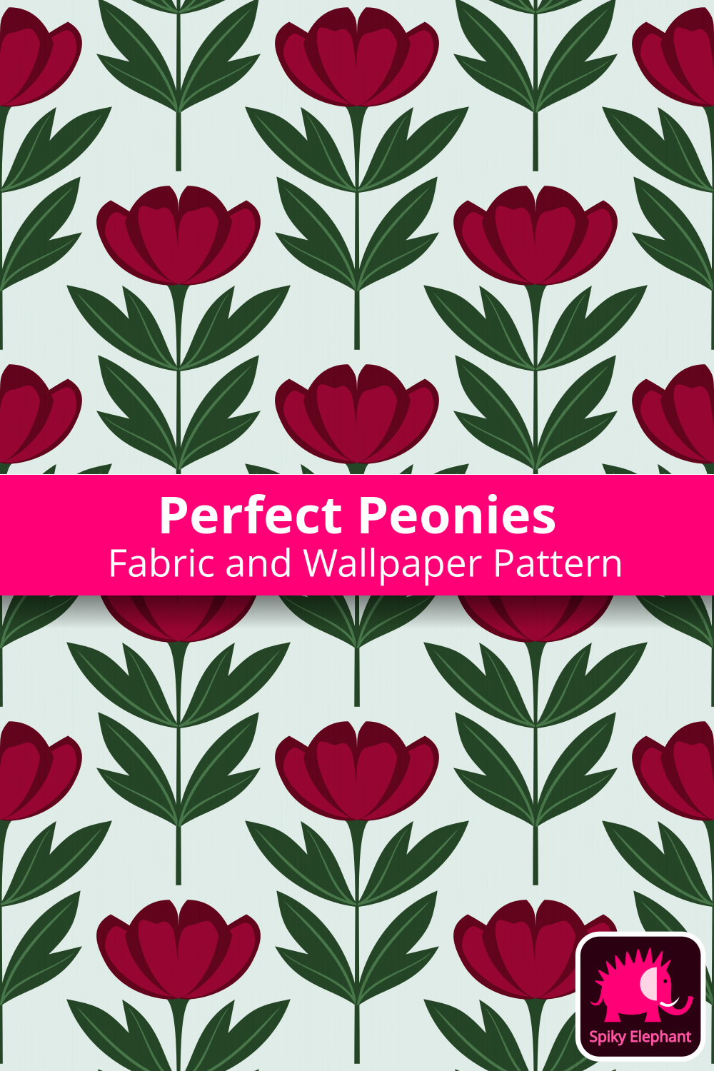 Perfect Peonies - Burgundy Red Peonies on Light Green Cream wallpaper and fabric - Burgundy Red Peonies on Light Green Cream
