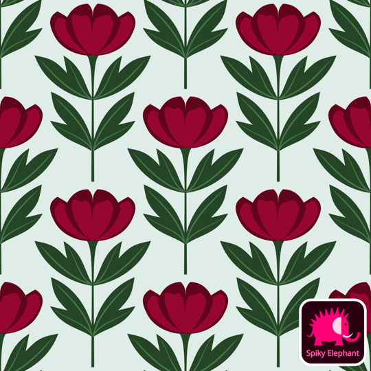 Perfect Peonies wallpaper and fabric - Burgundy Red Peonies on Light Green Cream