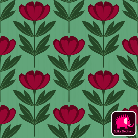 Perfect Peonies wallpaper and fabric - Burgundy Red Peonies on Light Green