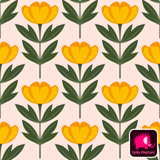 Perfect Peonies wallpaper and fabric - Orange, Yellow and Green Peonies on Light Peach Cream