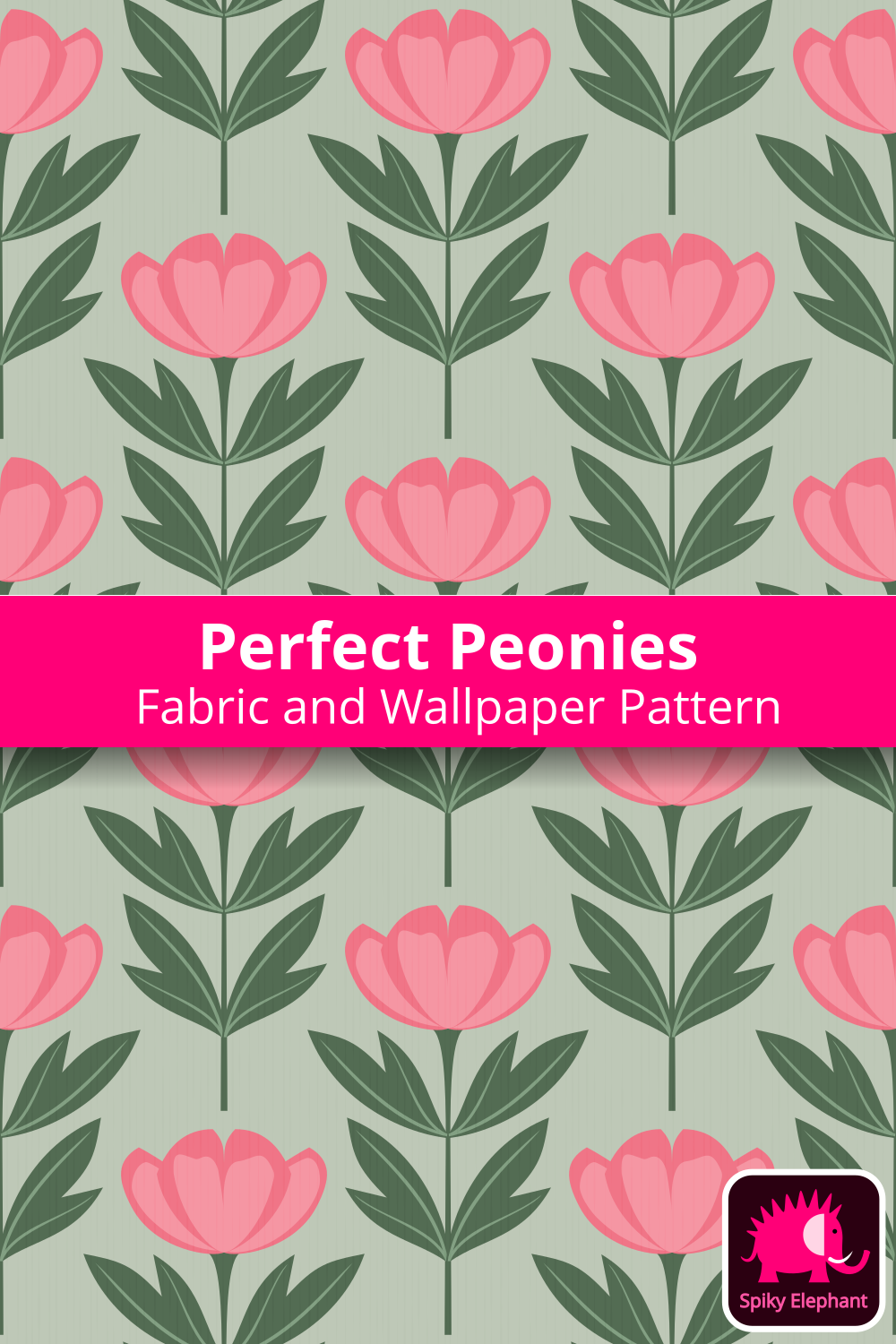 Perfect Peonies - Rose Blush and Green Peonies on Light Sage Green wallpaper and fabric - Rose Blush and Green Peonies on Light Sage Green