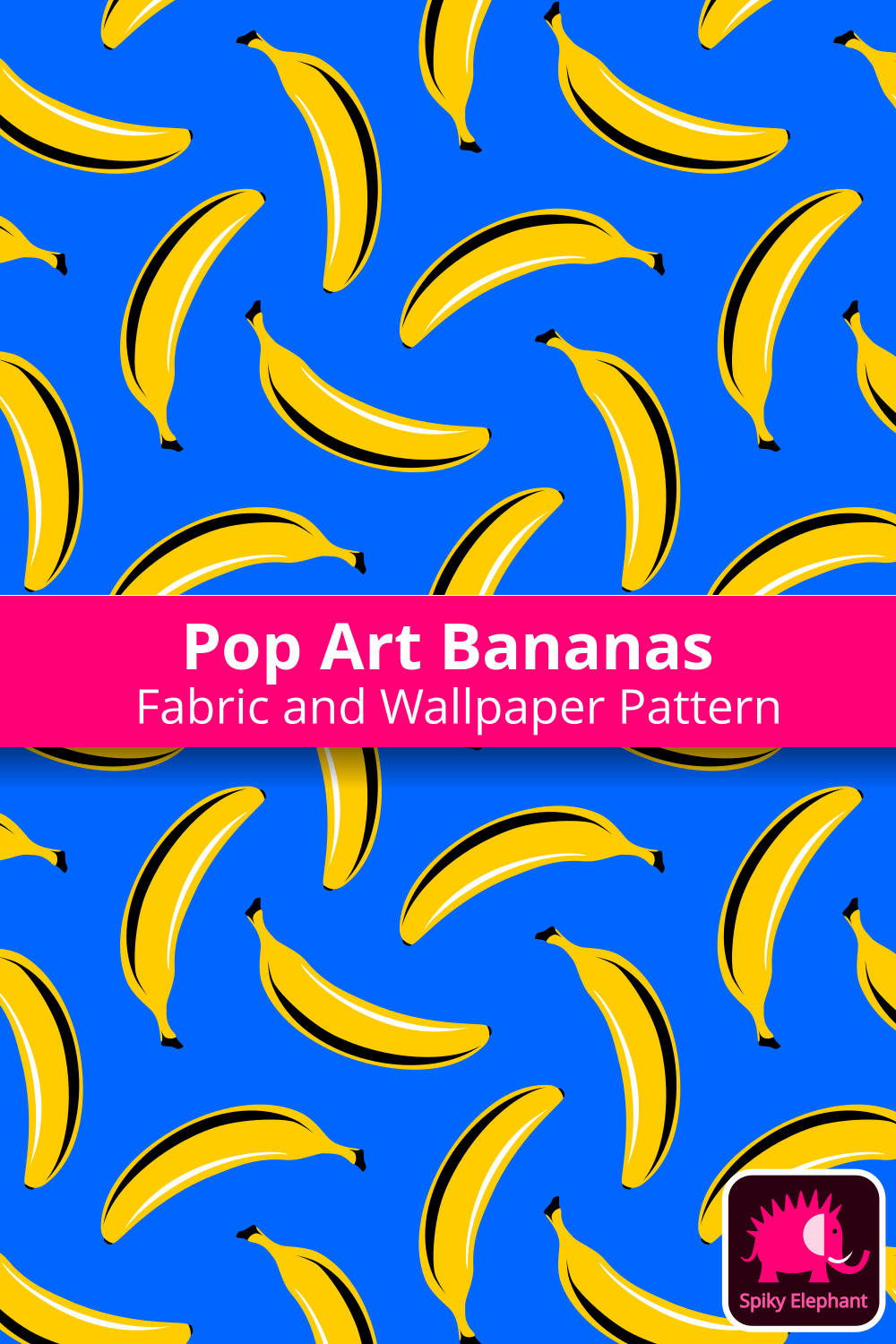 Pop Art Bananas - Yellow Bananas on Blue wallpaper and fabric - Yellow Bananas on Blue