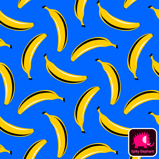 Pop Art Bananas wallpaper and fabric - Yellow Bananas on Blue