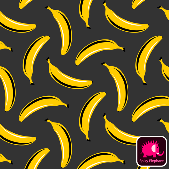 Pop Art Bananas wallpaper and fabric - Yellow Bananas on Dark Grey