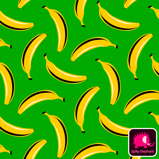 Pop Art Bananas wallpaper and fabric - Yellow Bananas on Green