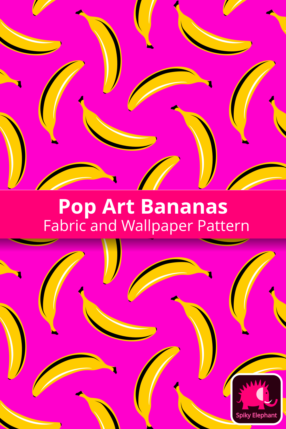 Pop Art Bananas - Yellow Bananas on Hot Pink wallpaper and fabric - Yellow Bananas on Hot Pink