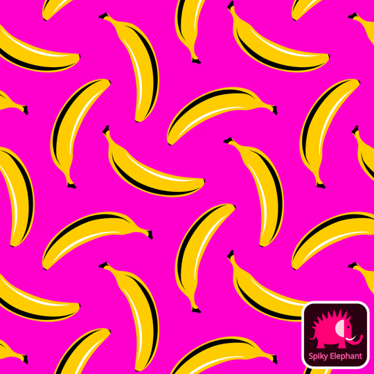 Pop Art Bananas wallpaper and fabric - Yellow Bananas on Hot Pink