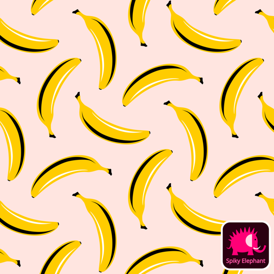 Pop Art Bananas wallpaper and fabric - Yellow Bananas on Pink Rose Cream