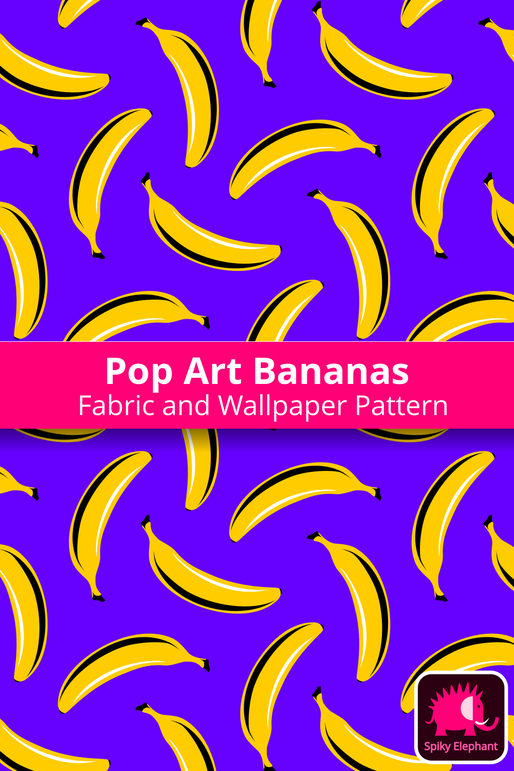 Pop Art Bananas - Yellow Bananas on Purple wallpaper and fabric - Yellow Bananas on Purple