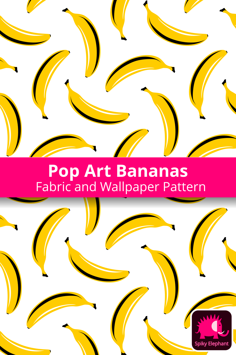 Pop Art Bananas - Yellow Bananas on White wallpaper and fabric - Yellow Bananas on White
