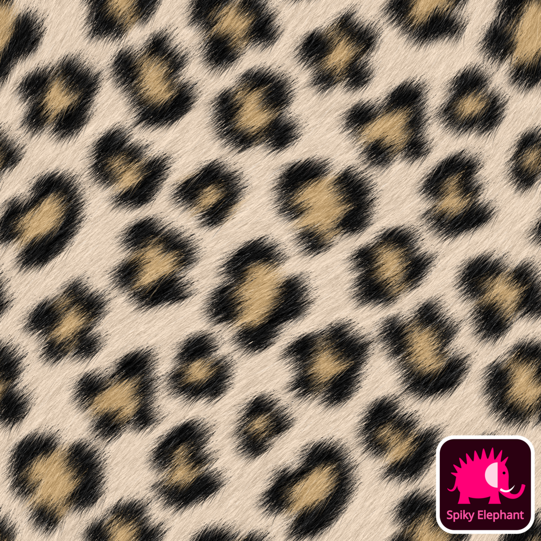 Realistic Leopard Print - Cheetah Hide Faux Fur - Black and beige spots on a light brown cream background wallpaper and fabric - Black and beige spots on a light brown cream background
