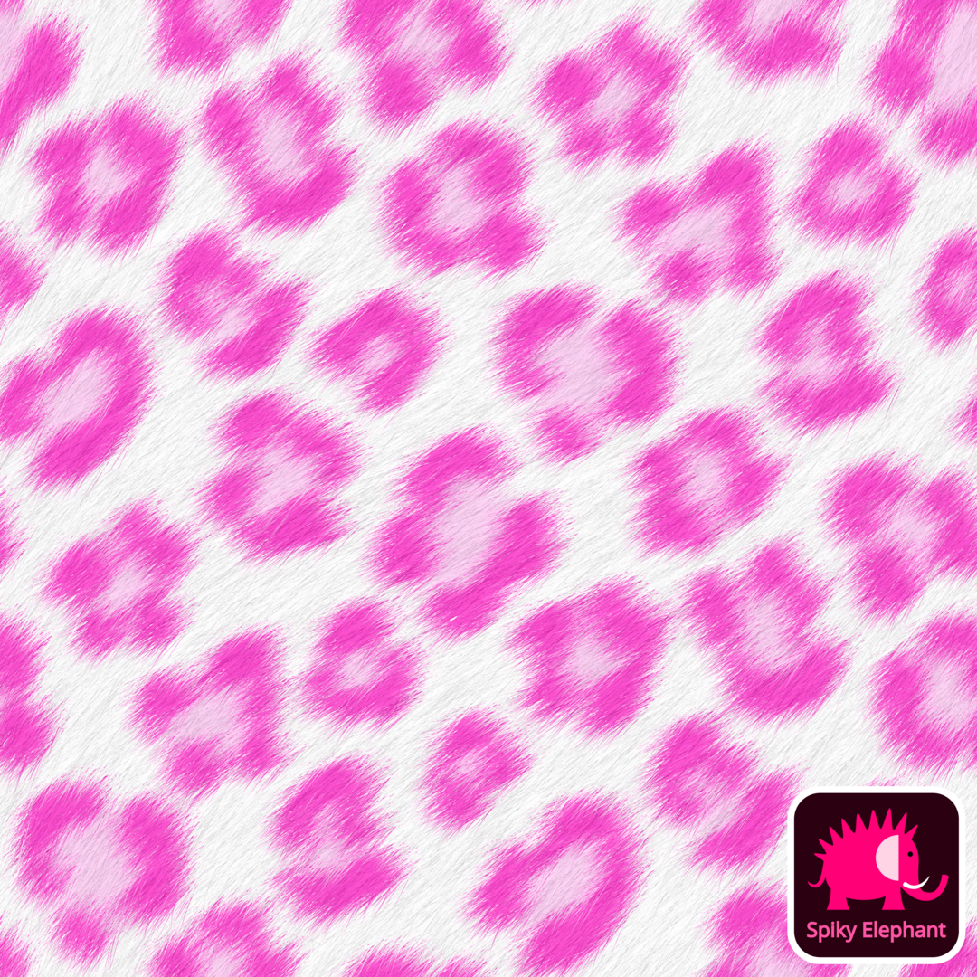 Realistic Leopard Print - Cheetah Hide Faux Fur - Hot pink spots on a white background wallpaper and fabric - Hot pink spots on a white background
